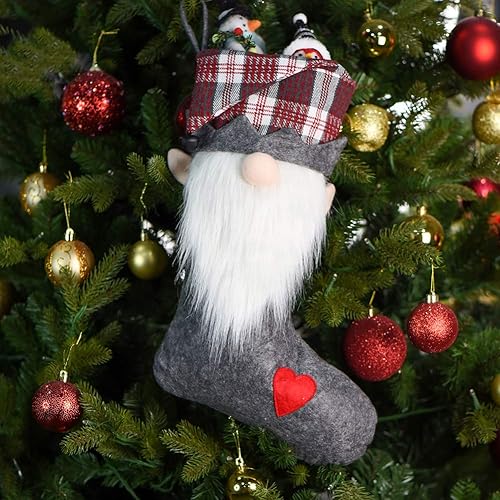 Miniatura 3 de 2024 Adornos personalizados de gnomo de Navidad, calcetines de barba de Papá Noel, piel sintética de felpa, decoración del hogar, regalos de 21