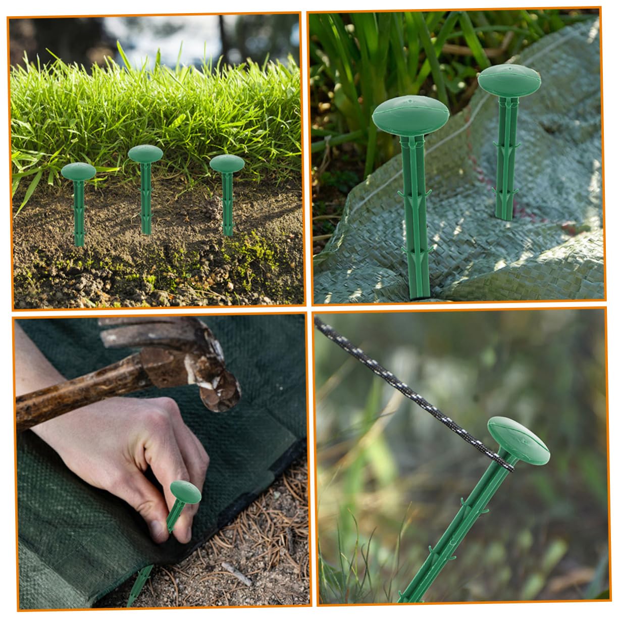 Piquets de Sol en Plastique 150 Pièces Vert, Fixation Pratique