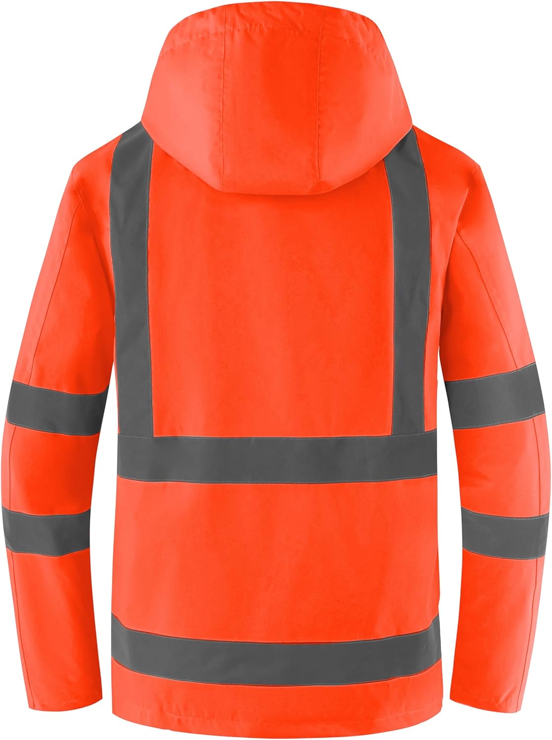 Ubon Men's Reflective Rain Jacket, Waterproof Hi Vis Rain Coat Safety High Visibility Raincoat with Detachable Hood - Image 4