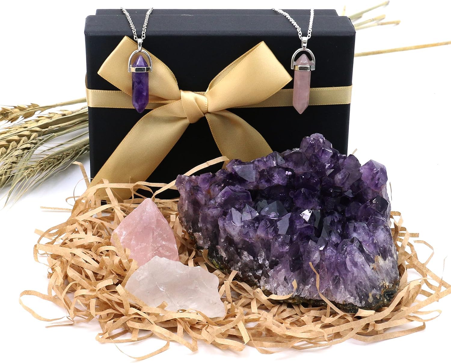 Amazon.com: Nvzi 紫水晶簇和紫水晶項鍊,適用於巫術、原始紫水晶