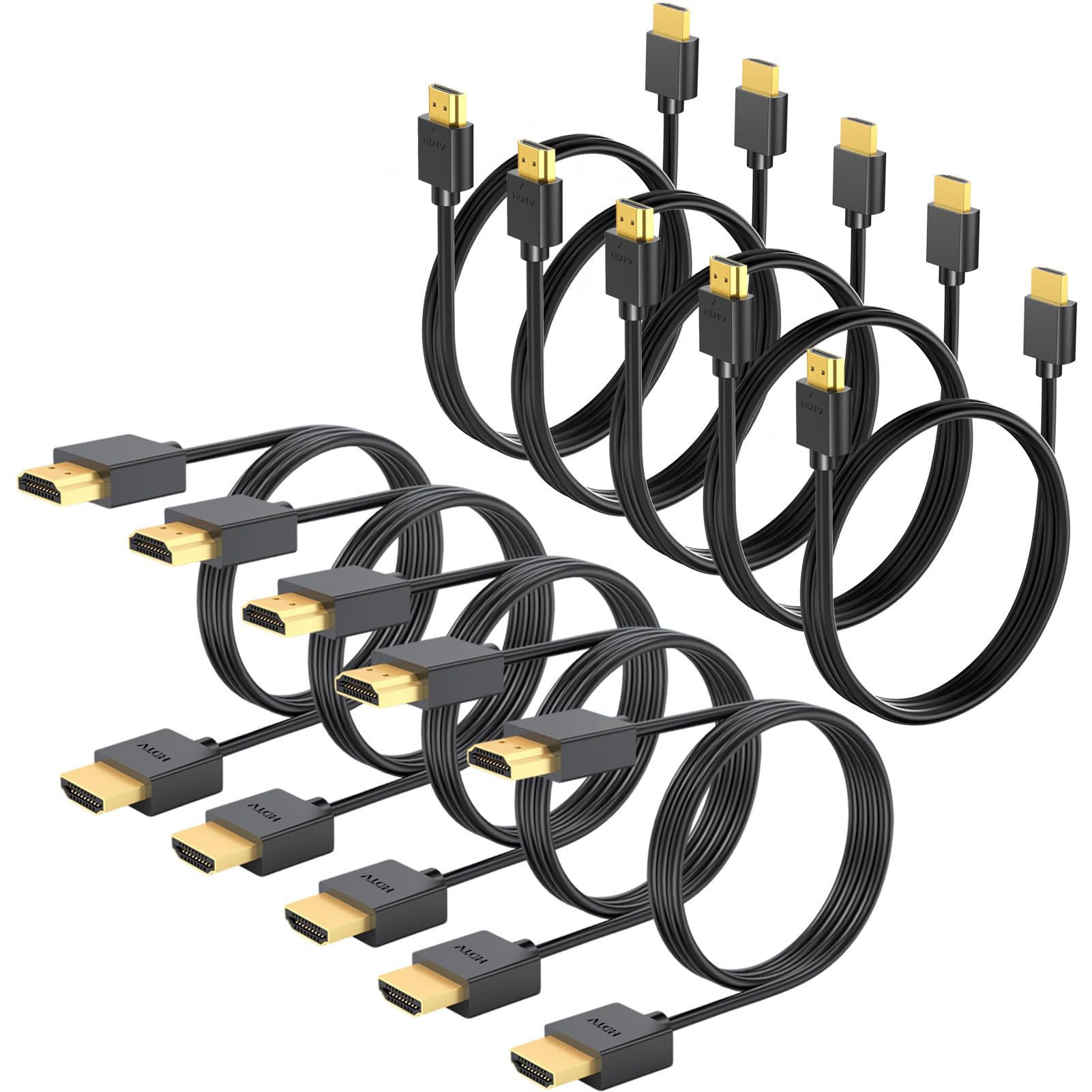 Confezione da 10 cavi HDMI 4K a HDMI, confezione multipla da 1,8 m, cavo HDMI 2.0 schermato ad alta velocità, 1,8 m con 2K a 165/144Hz, HDCP 2.2, HDR, ARC e CL3, per laptop, monitor, TV, PS5, PS4,