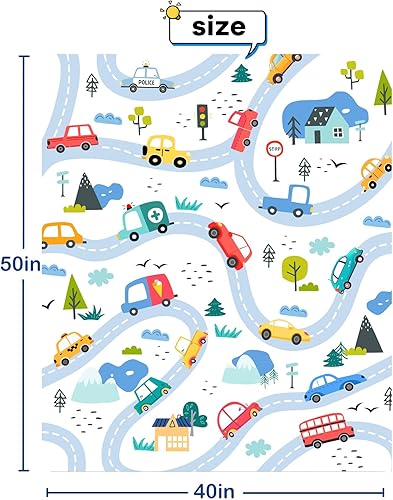 Miniatura 8 de Manta de construcción de 50 x 60 pulgadas manta de forro polar para niños y niñas aviones camiones coches manta de edredón impresa  Bonita manta de