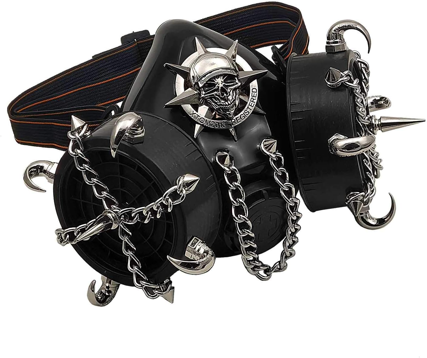 Steampunk Mask Men Masquerade Skeletal Spike Half Face Skull Mask Costume Cosplay (just mask)