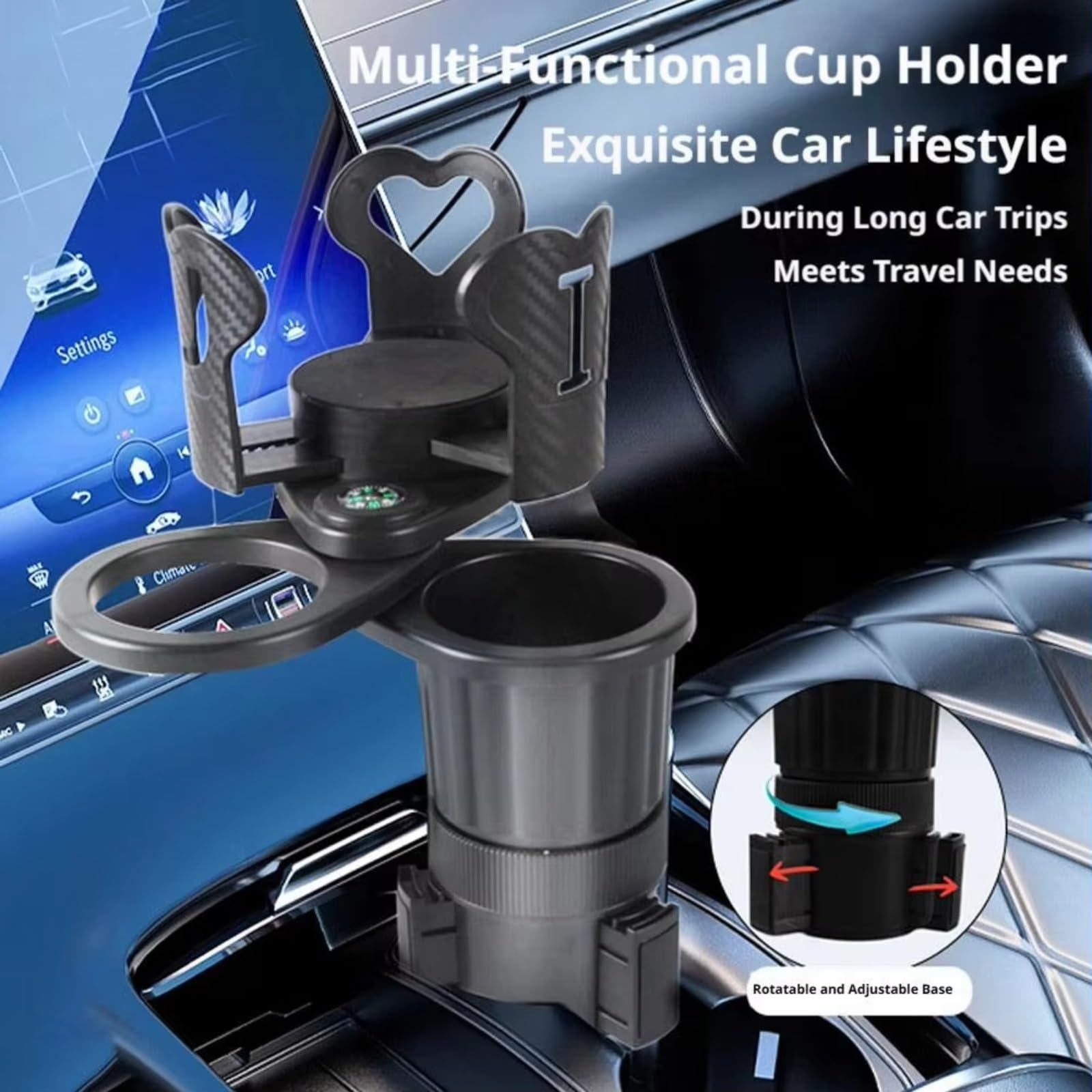 Soporte para Bebidas De Coche Expansor De Portavasos para Automóvil 3 En 1
