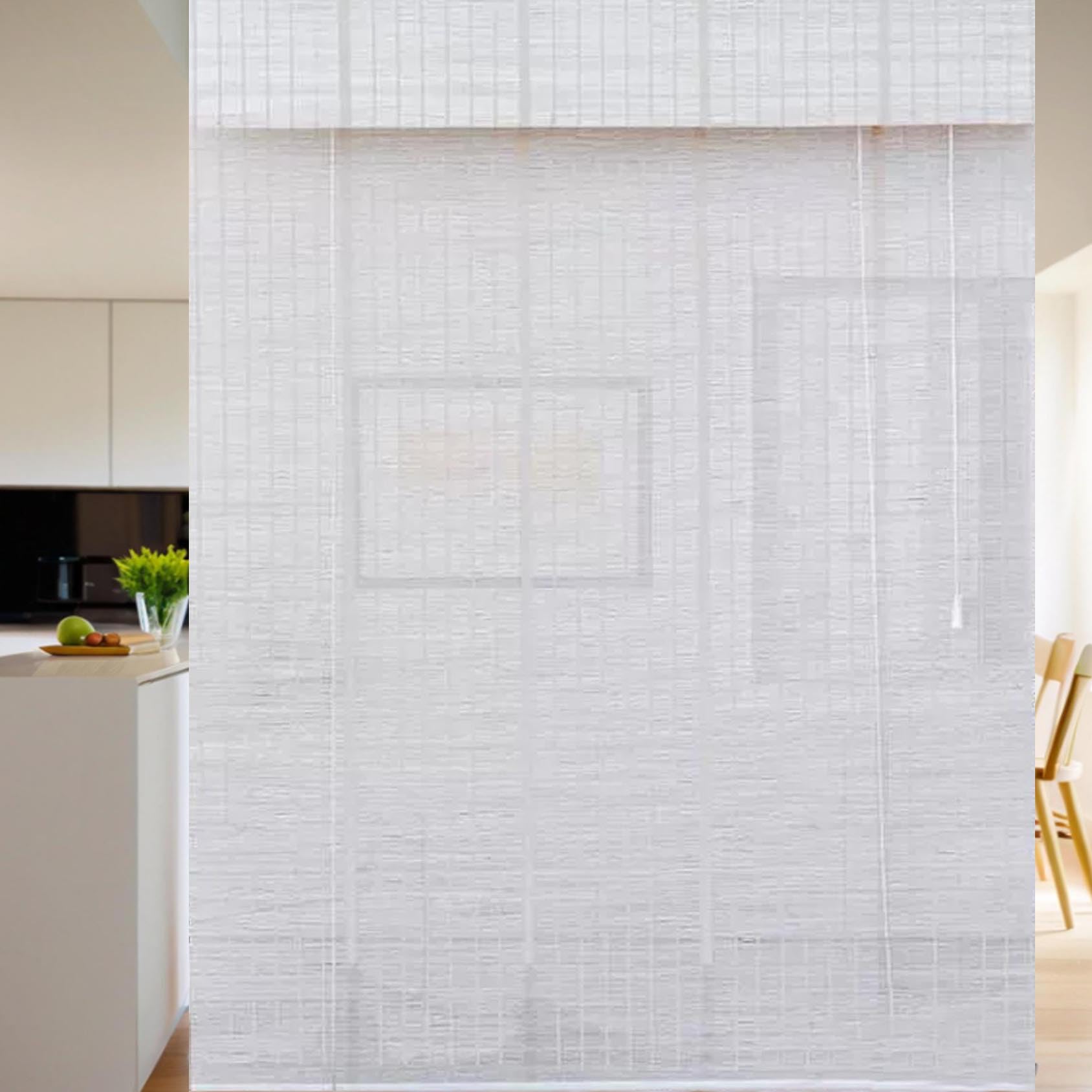Weiß Bambus Raffrollo Wanddekoration Handgewebt Bambusrollos Jalousien | für Küche Fenster Sonnenschutz und Sichtschutz Rollo Für Balkon Schlafzimmer Gartenlauben
