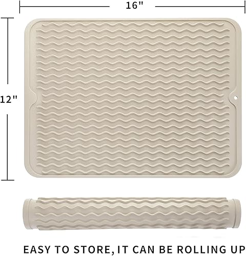 Miniatura 597 de Tapete de silicona para secado de platos para múltiples usos, fácil de limpiar, ecológico, resistente al calor, tapete de silicona para encimera