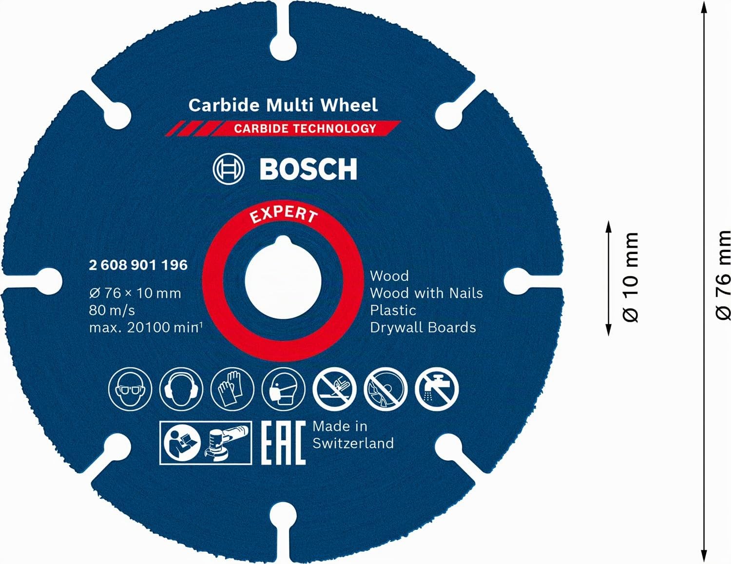 Bosch Professional 1x Mole da Taglio Expert Carbide Multi Wheel (Diametro 76 x Spessore mm 1,0 mm, Accessorio Mini Smerigliatrice Angolare)