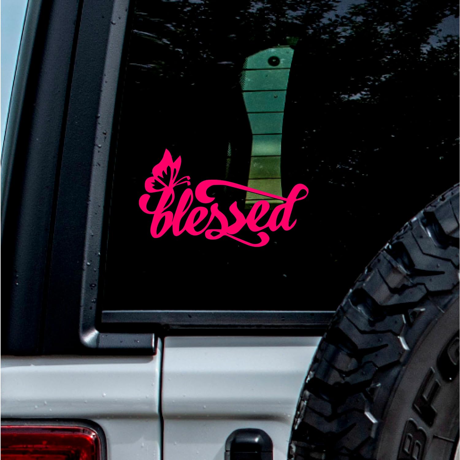 Decal Stickers of Butterfly Blessed Christians (Pink) (Set of 2) Premium Waterproof Vinyl Decal Stickers for Laptop Phone Accessory Helmet Car Window Mug Tuber Cup Door Wall - ANDstic501342PI