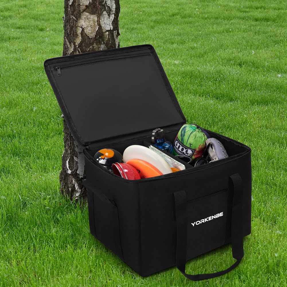 Camping Organizer, 35L wasserdichte extra große Campingtasche mit stabilem Boden, Campingtasche mit Fächern und Zip-Deckel, Outdoor-Camping und Wandern Küchenutensilien Organizer