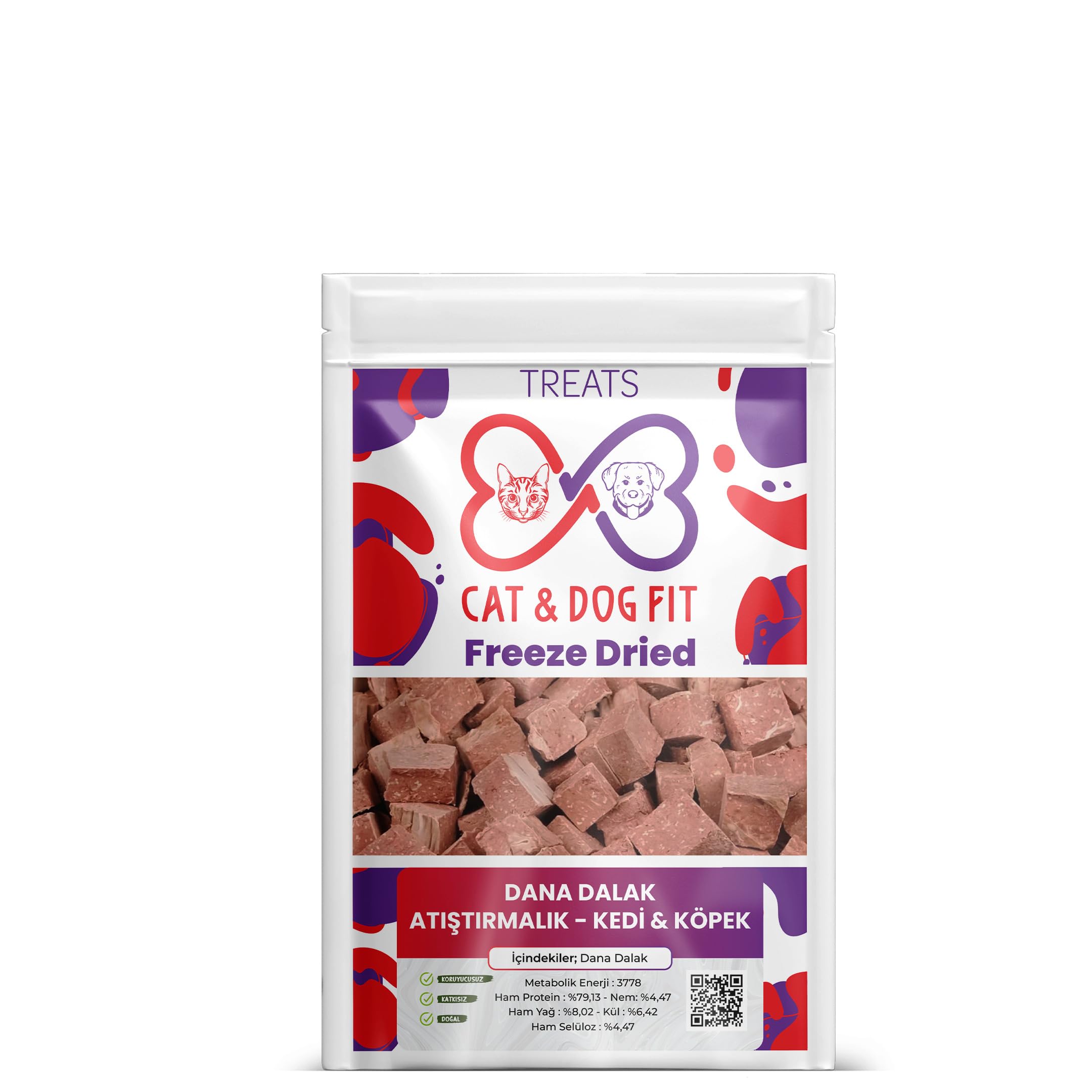 Freeze-Dried Dana Dalak Kedi Atıştırmalık Mama%100 Doğal Katkısız Ödül Maması (1 Paket)