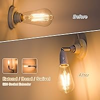 Vista 2 de RONG&LAN - Extensor de enchufe de luz E26/E27, 180 grados de flexión, adaptador extensor de enchufe, extensión ajustable E26/E27 a E26/E27
