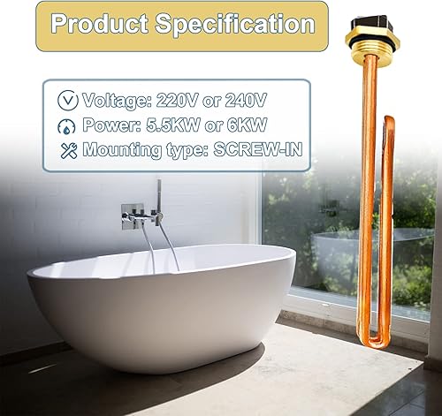 Miniatura 3 de HE 55220 Elemento calentador de agua, para Ecosmart ECO POU 6, ECO 8, ECO 11, Rheem, Eemax, Richmond calentadores de agua eléctricos sin tanque,