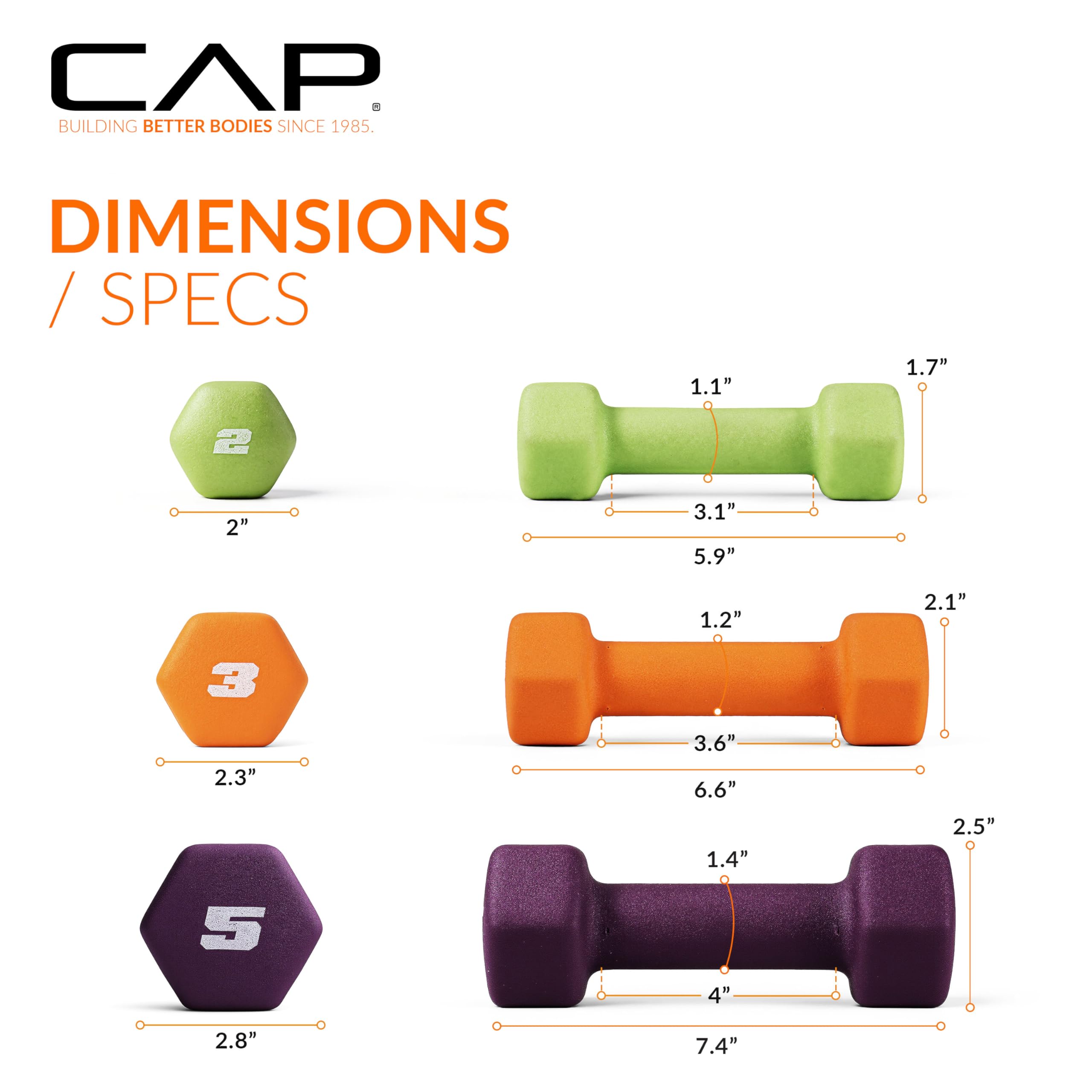 CAP Barbell Neoprene Dumbbell Weights Pairs & Sets | Multiple Colors