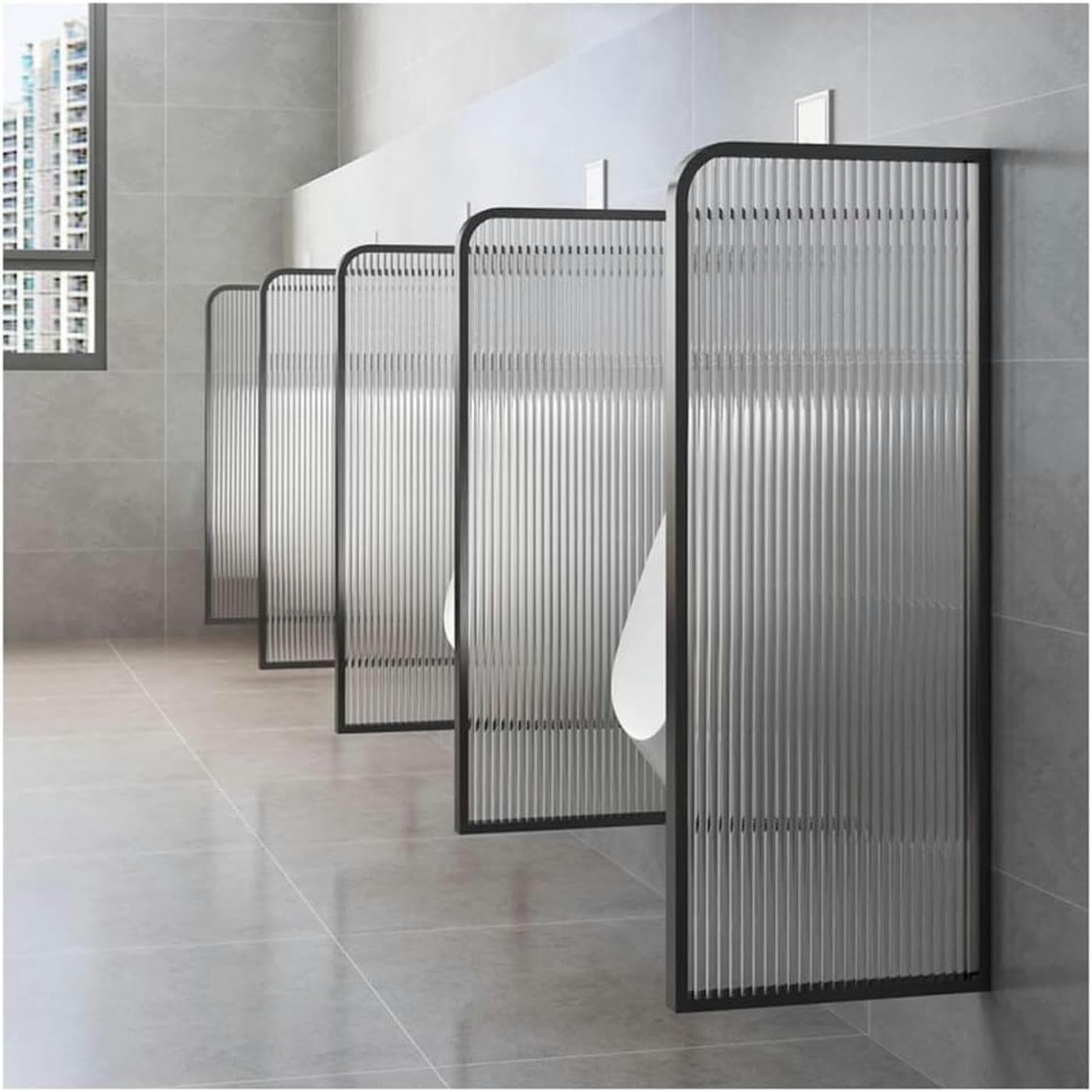 SXDMOUBK Public Restroom Urinal Partition Wall-Mounted Privacy Screen Panel for Hotels, Shopping Malls 40x120cm Black