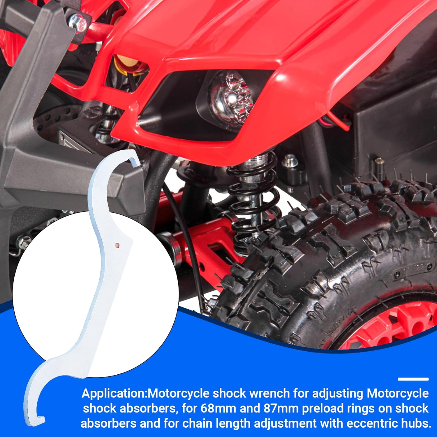 Ziyuan Shock Spanner Wrench,Motorcycle Shock Adjustmen Tool for 87 and 68mm Shock Preload Collars