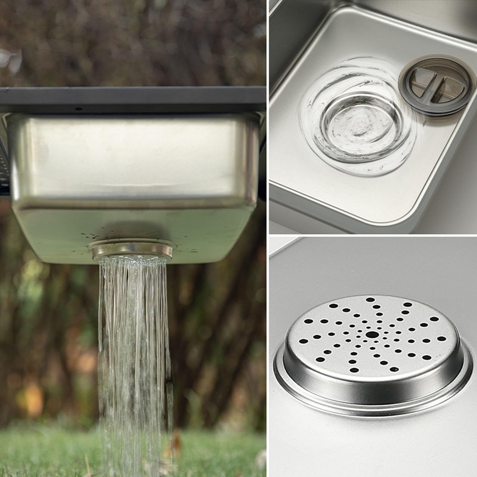 Lavello da tavolo da campeggio in acciaio inossidabile, lavello multifunzionale per esterni, facile pulire, durevole, per la conservazione dell'acqua, accessori per il lavaggio delle stoviglie