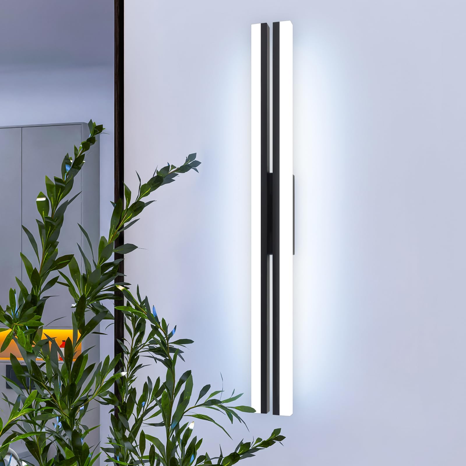 MantoLite LED Lámparas de Pared para Cuadros y Expositores, 60CM 24W Superbrillantes Iluminación para Tocador Interior Luz de Espejo Negro Mate IP44 6000K Aplique de Pared Baño Luz de Cuadro