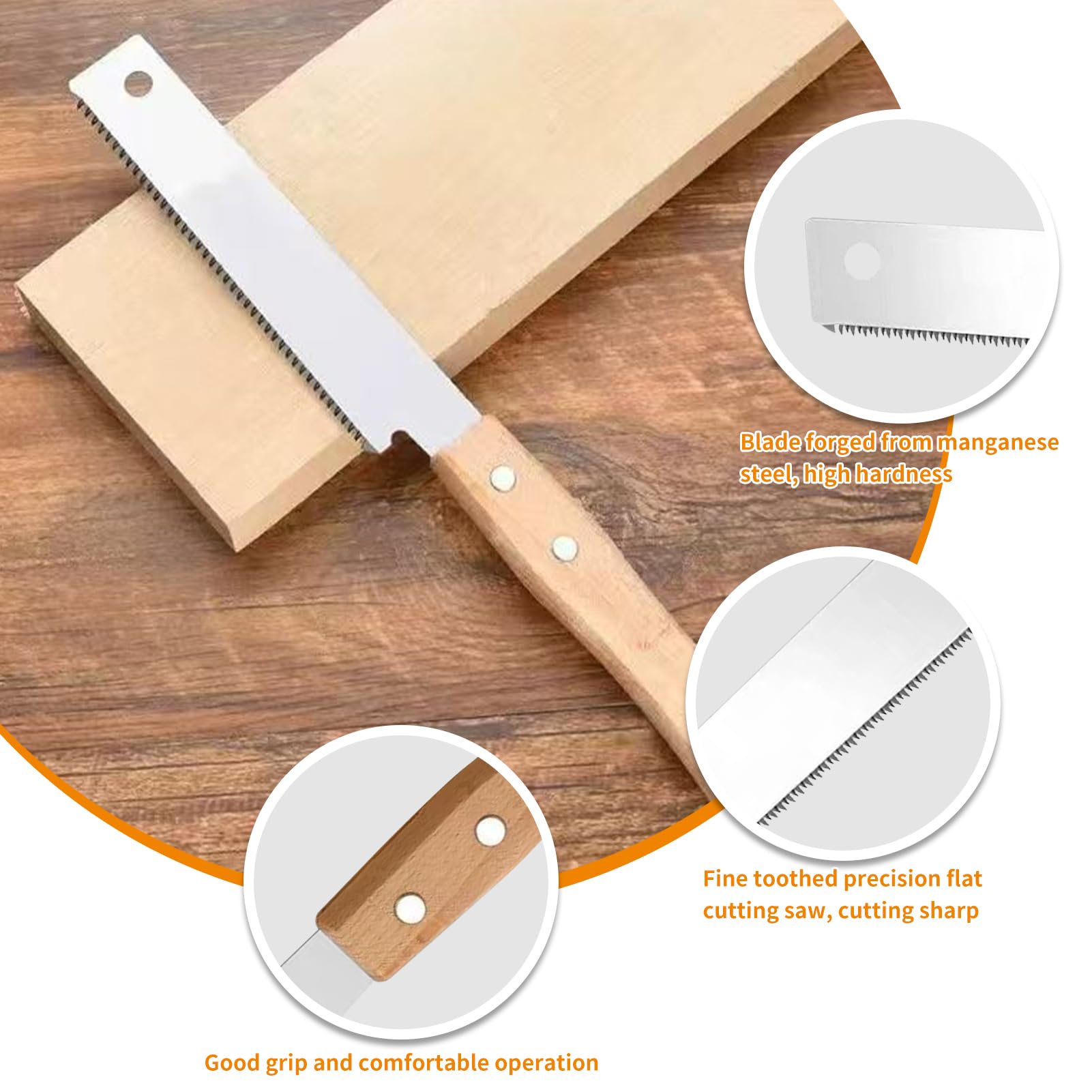 Small Japanese Pull Saw, Hand Saw for Fine Cutting Wood Flush Cut Saws, Woodworking Tool - Image 4