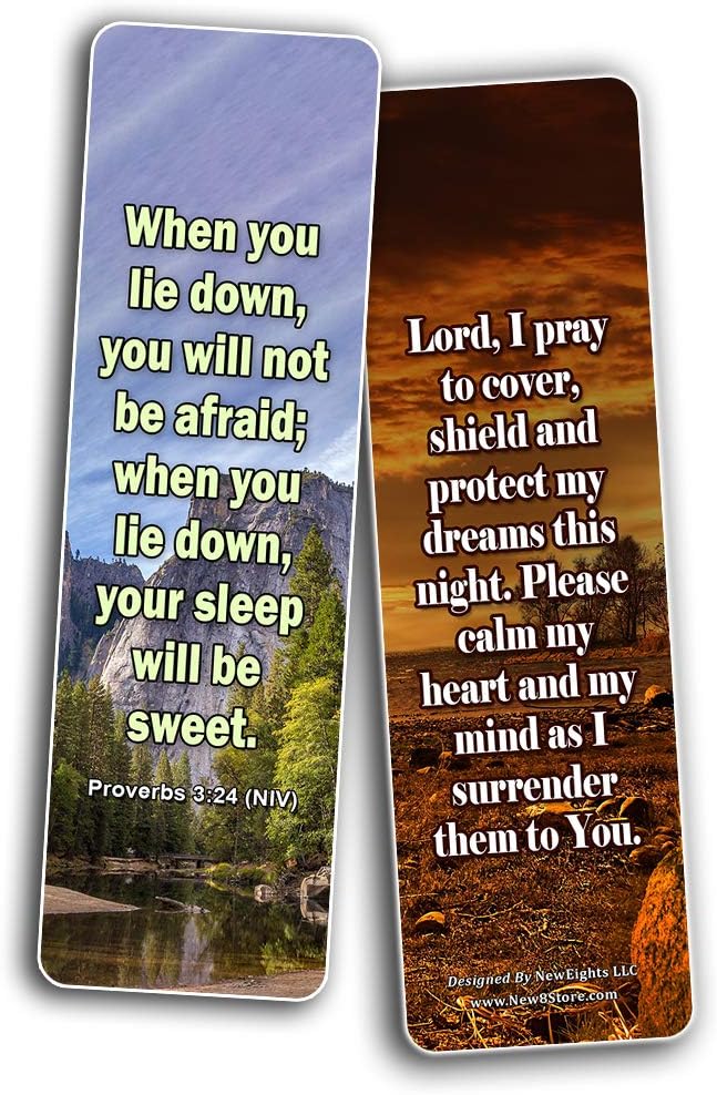 Popular Prayers and Bible Scriptures on Night time/Bedtime Bookmarks (60 Pack)