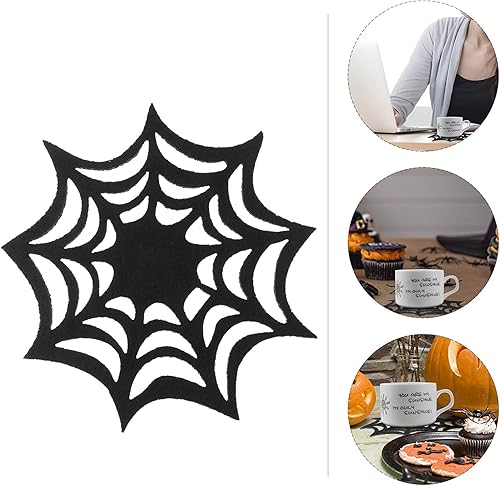 Miniatura 6 de Manteles individuales de telaraña de Halloween: 10 piezas de telaraña no tejidas agarraderas de telaraña, salvamanteles, alfombrillas de mesa,