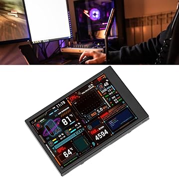 VBESTLIFE 3.5inch Computer Temp Monitor, USB C PC Mini Sensor Panel Display, for aida64 PC CPU Data Temperature Monitor Computer Case Secondary Screen