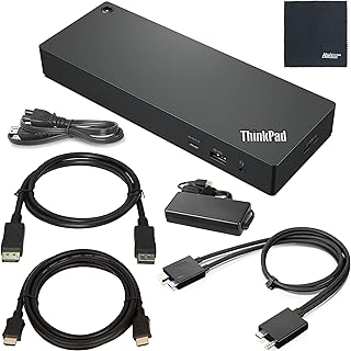 Bundle for Lenovo Universal Thunder Bolt 4 Dock (40B00300US) + ZoomSpeed HDMI Cable + ZoomSpeed DisplayPort Cable Kit