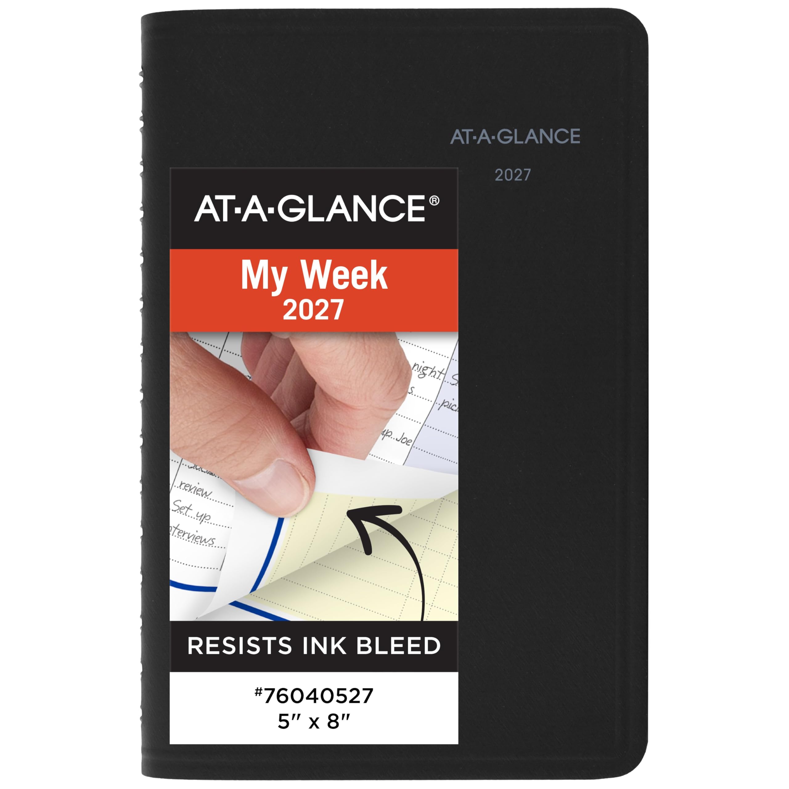 AT-A-GLANCE Terminkalender 2027, Tages- und Monatsplaner, 12,7 x 20,3 cm, QuickNotes, Schwarz (76040527)