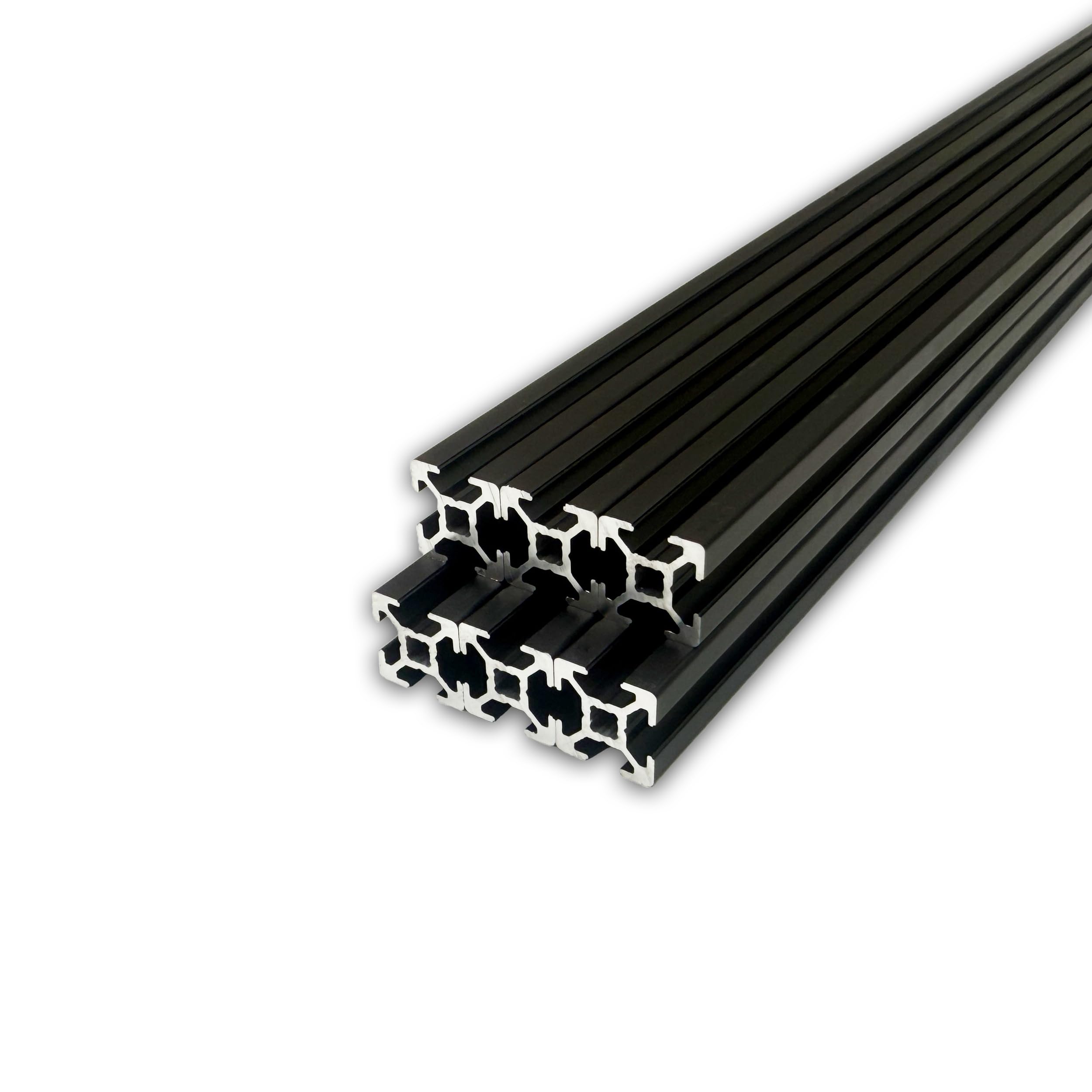 Aluprofil 20x20 mm | Nut 6 | 3 Stück mit 2 Meter = 6 Meter | schwarz eloxiert E6/C35 | Aluminium Profil | Nutenprofil | Aluprofil | Alu Profil | Leicht | B-Typ | Montagesystem