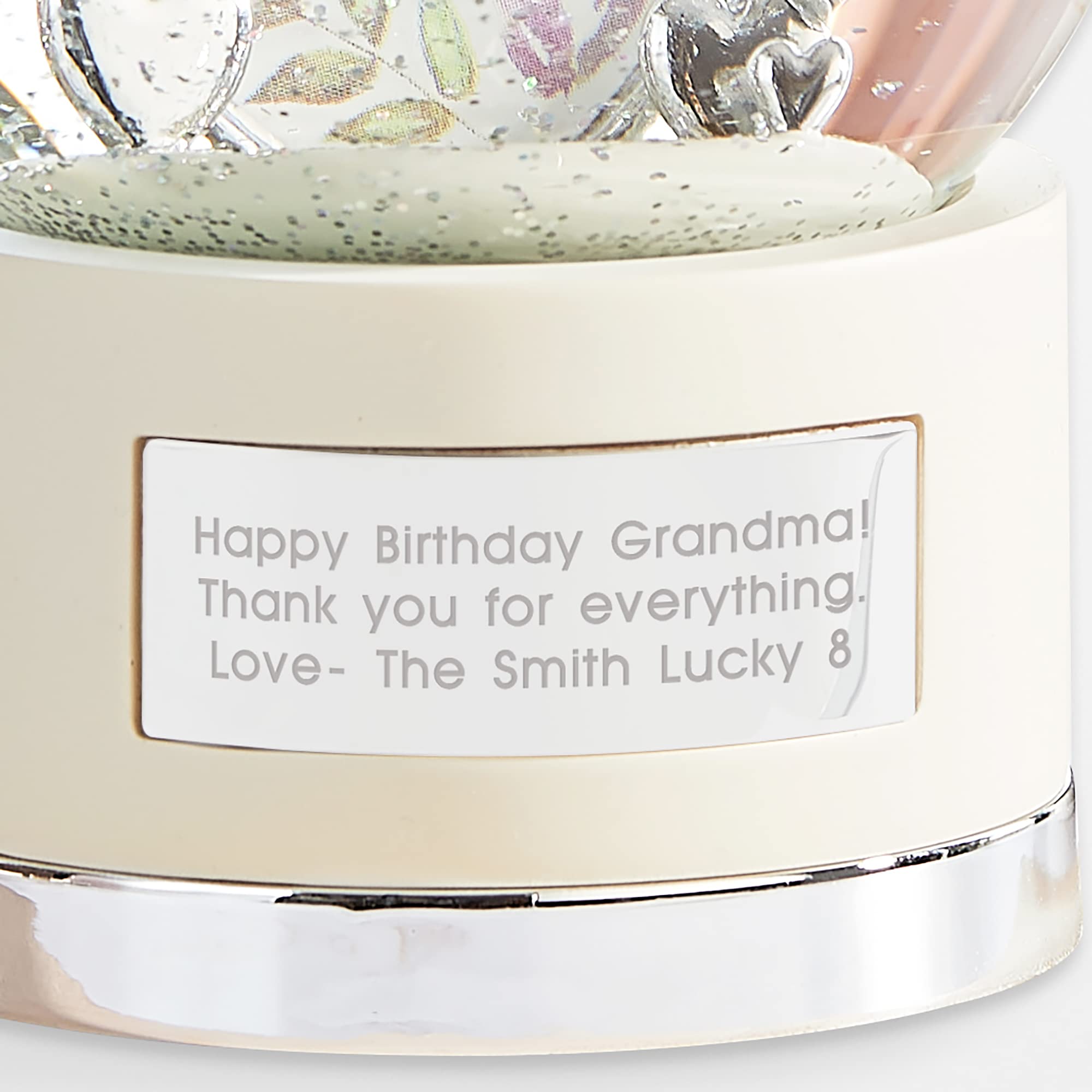 Things Remembered Engraved Silver Grandma Heart Musical Snow Globe, Plays Spring Song Music, Beautiful and Unique Gift (Free Customization)