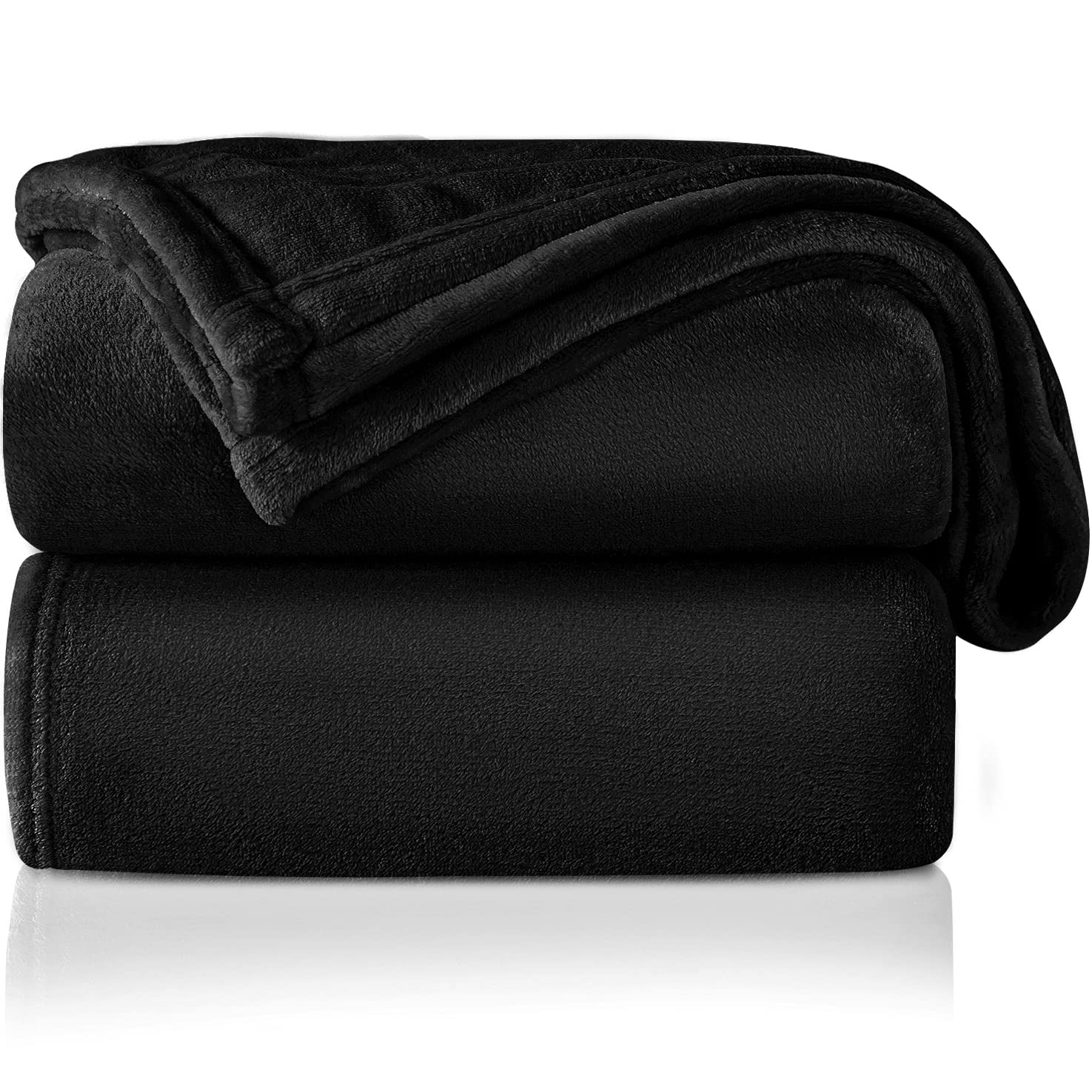 ONME Fleece Blanket, Full/Queen Size Blanket - Soft Lightweight Microfiber Cool Blanket for Sofa, Couch, Bed, Camping, Travel, 90"x90" Black