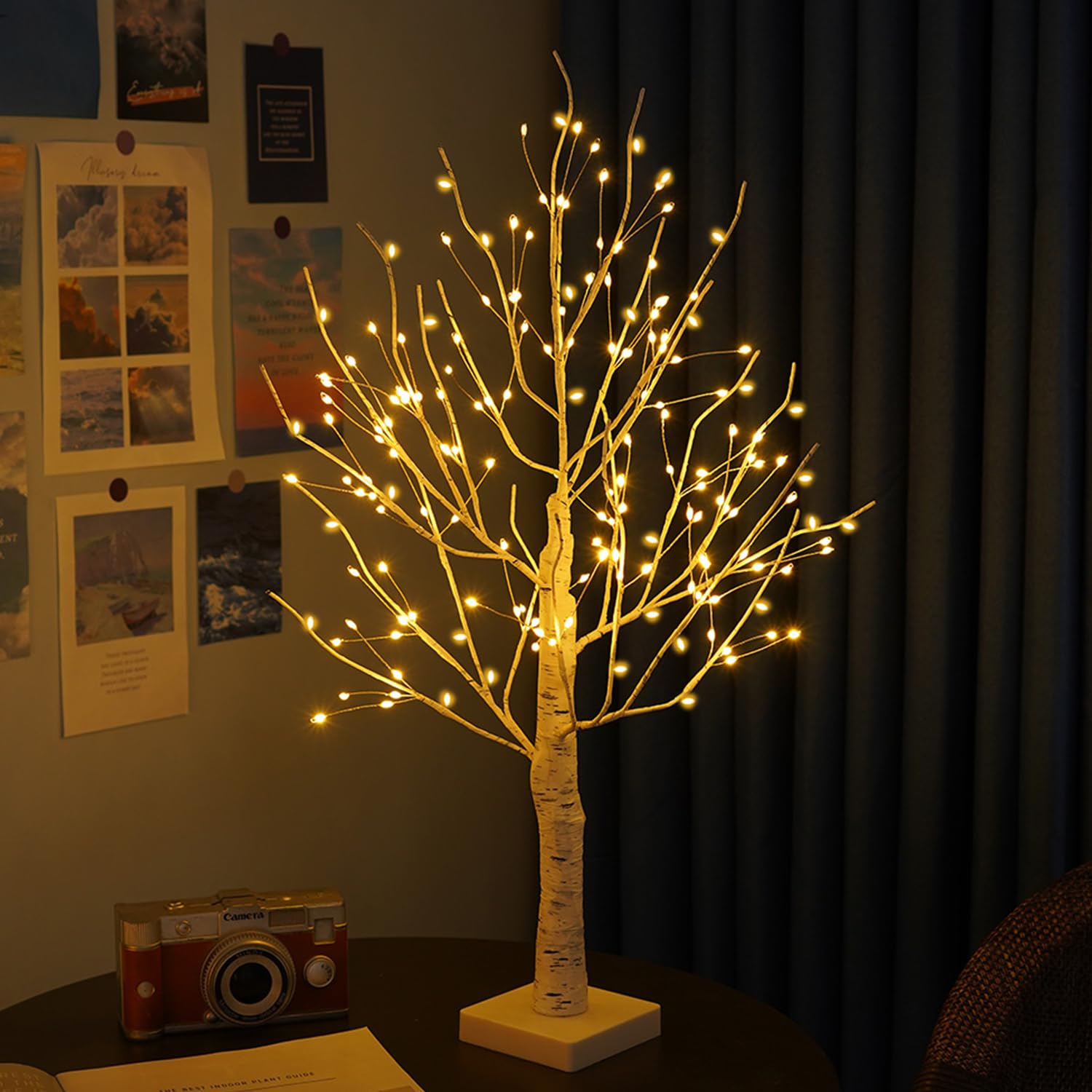Árbol de Abedul para Interior con 144 Leds Blanco Cálido, USB Arbol Luces Ajustable Luces Ramita Funciona con Pilas Arbol de Navidad con Luces para Navidad Pascua Fiesta Decoración Interior(Abedul)