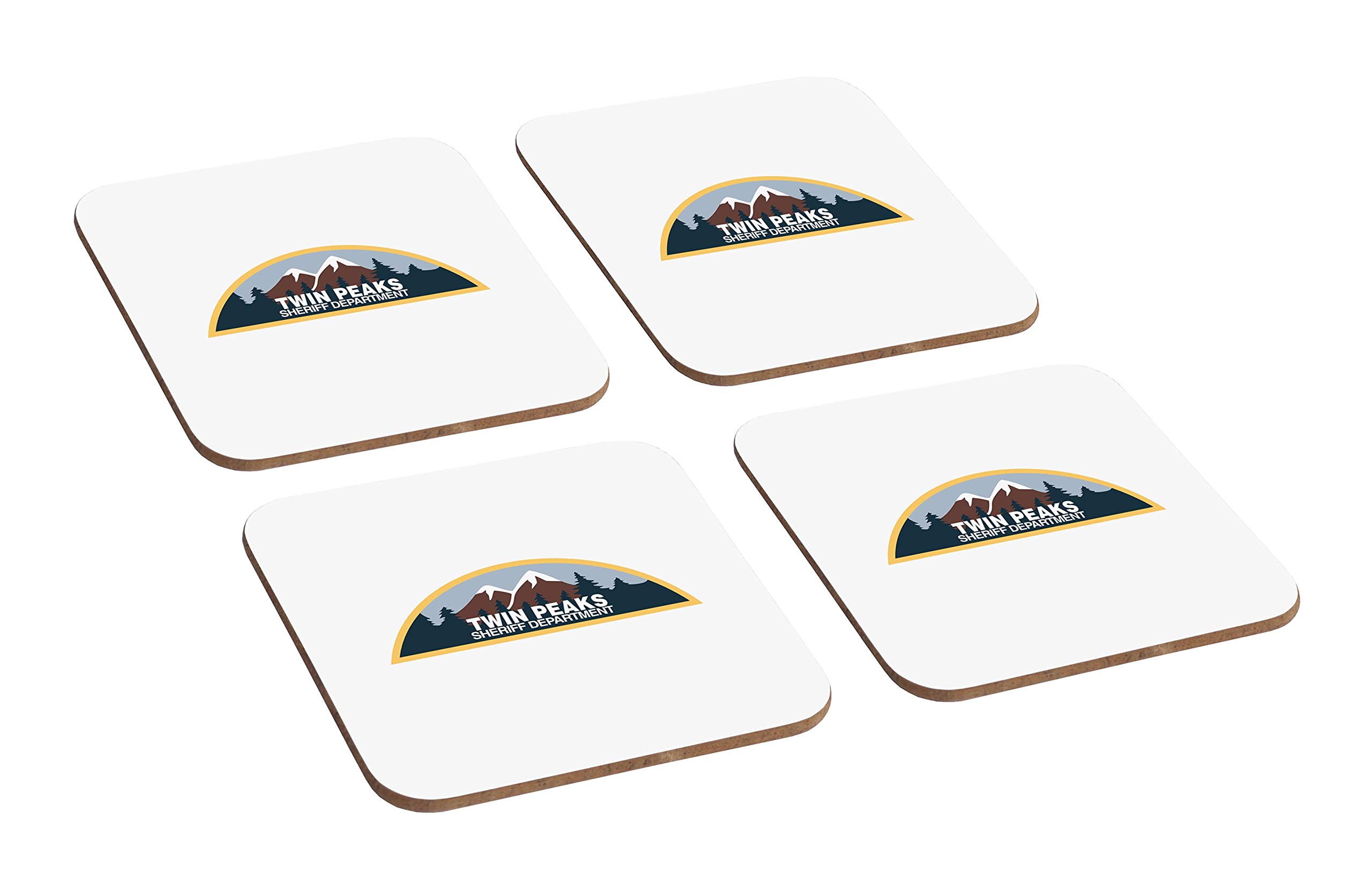 Twin Peaks Sheriff Department 4 Piece Wooden Coaster Set