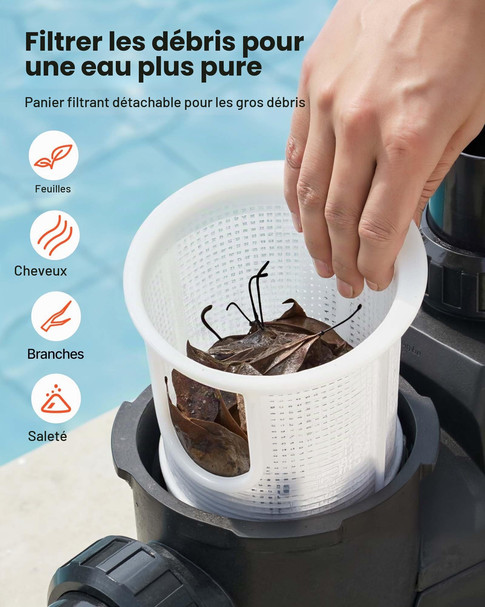 VEVOR Pompe Piscine Vitesse Variable 1650 W Pompe Filtration Piscine 33000 L/h pour Piscines Hors Sol Enterrées, Spa, Auto-amorçante, avec Panier Filtre, Minuterie, Hauteur Refoulement 17 m, 220-240 V