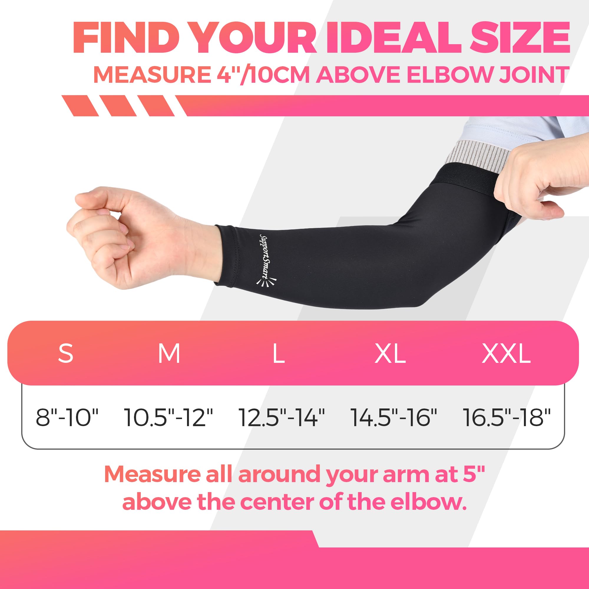 Arm Smart Copper Compression Sleeve - Breathable & Comfortable Brace for Pain Relief & Support, Tennis Elbow Sleeve for Golfers, Arthritis, Bursitis, Weightlifting - Fits Women & Men (Large)