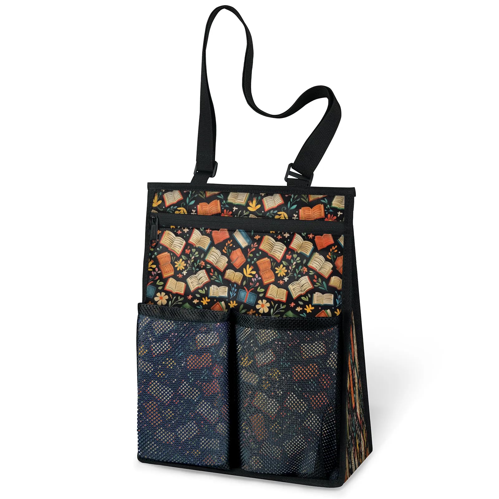 Ourtheme Book Theme Portable Shower Bag for Travel Gym Camp Beach Tote Shower Caddy Bags Hanging Toiletry Organizer