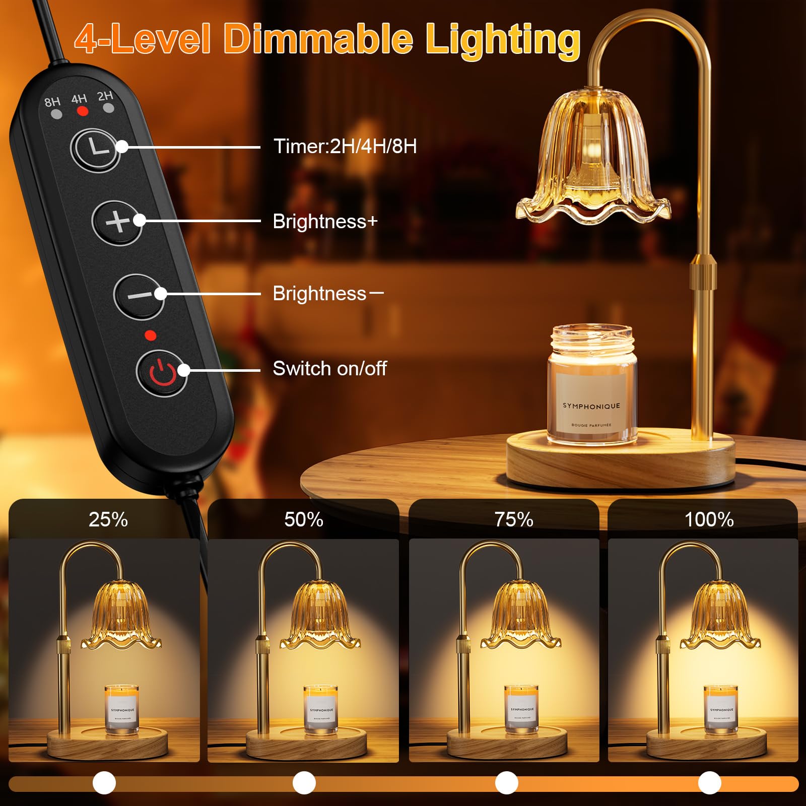 podgrzewacz do świec – ściemniacz i timer, lampa podgrzewająca świece z 2 żarówkami, regulowana wysokość, bezpłomieniowa lampa kwiatowa, świecznik do świec w szkle, dla kobiet, przyjaciółki