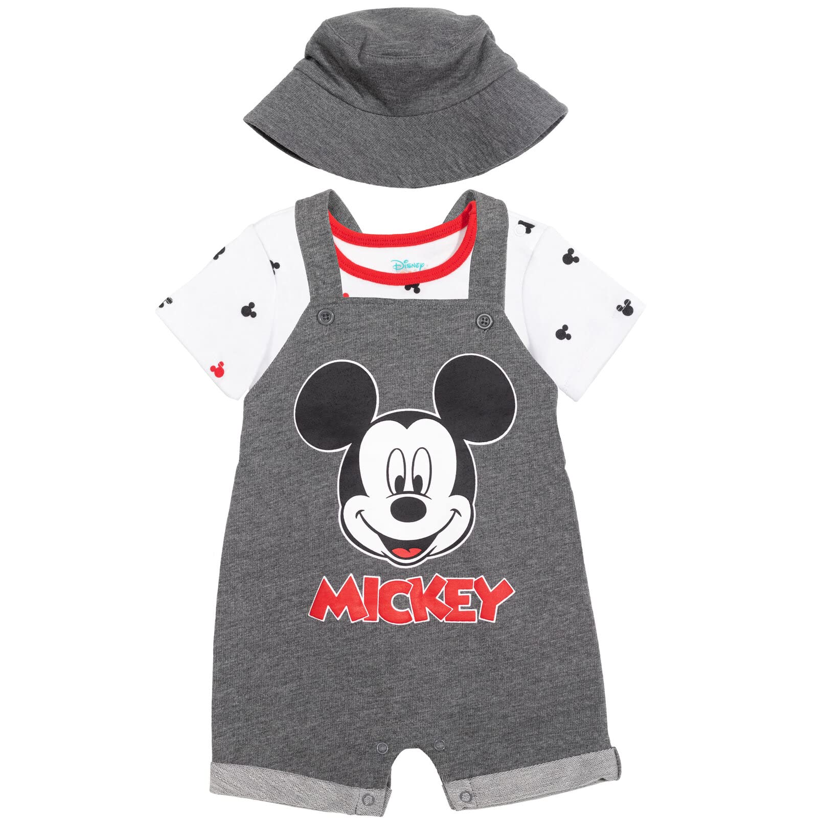 Disneymickey Mouse Baby French Terry Short Overalls T Shirt Hat