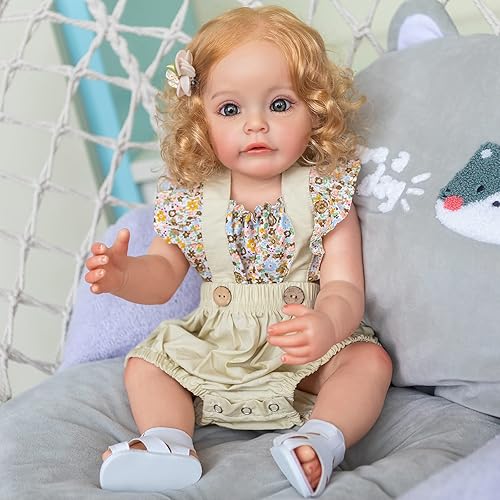 Miniatura 5 de iCradle Muñeca Reborn de 22 pulgadas, realista, recién nacida, de cuerpo completo, impermeable, de silicona, para niños a partir de 3 años