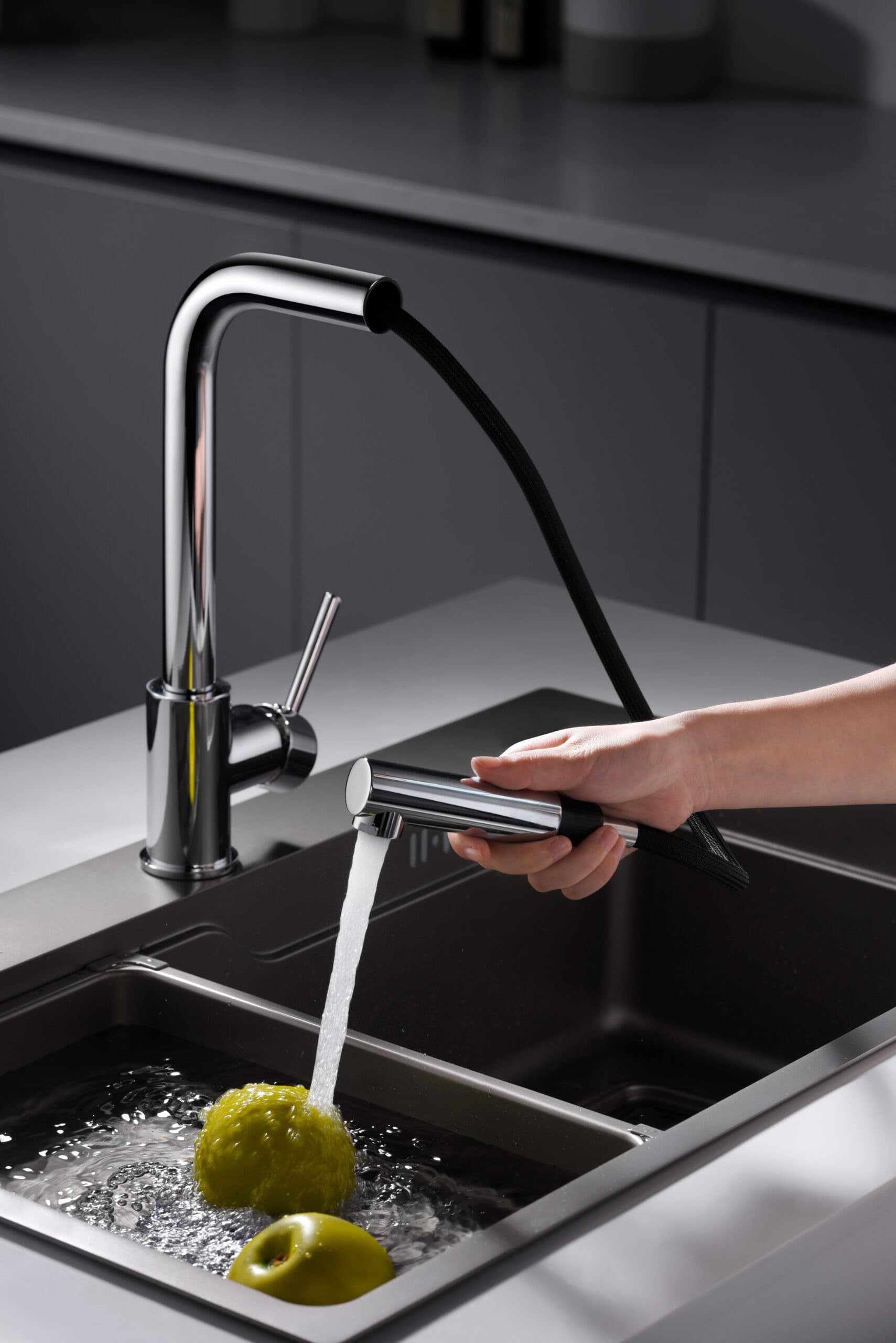 IMEX Grifo Cocina Fregadero Extraible - MALTA Grifo Cocina Monomando con Caño Extraíble, Cartucho Cerámico Ø35mm, Cuerpo de Latón, Acabado y Diseño Moderno y Elegante (ACERO CEPILLADO)