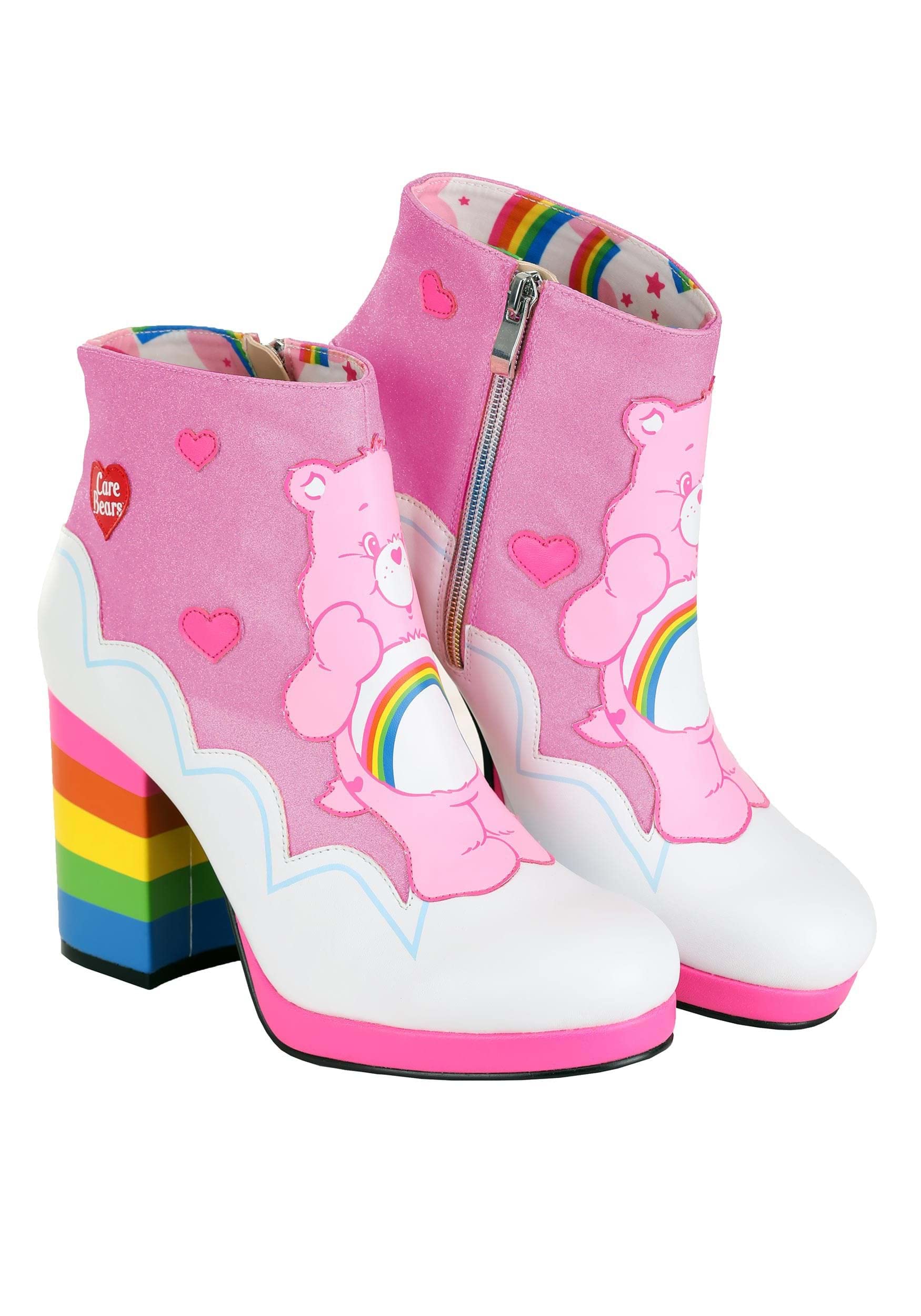 Pink Cheer Bear Care Bears Shoes, Pink Ankle Boots for Women, 80s Retro Boots