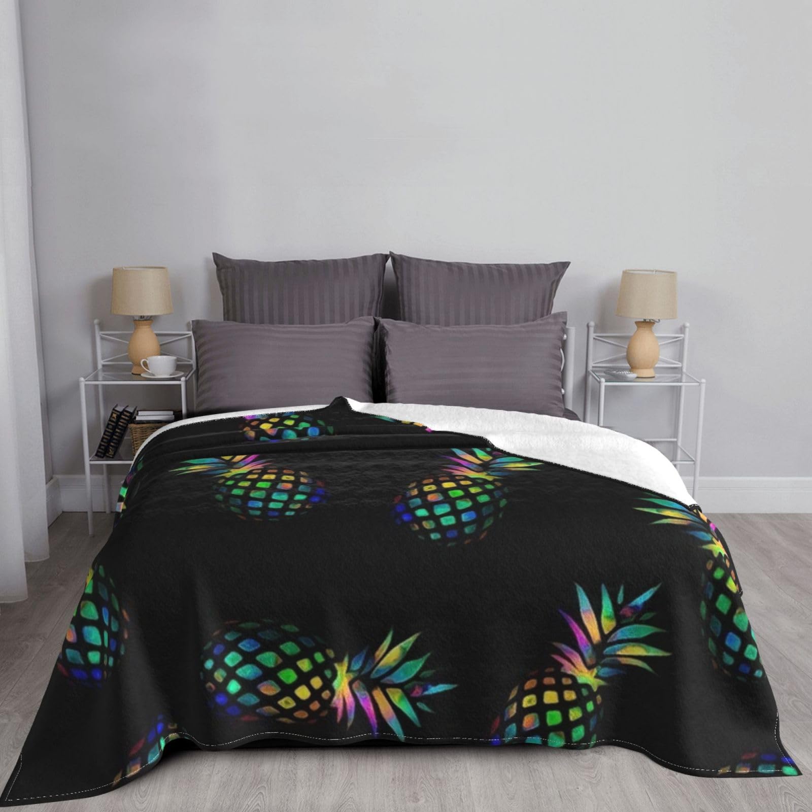 Hdadwy Ananas Coperta Calda Flanella Divano Divano Letto Coperta Morbida Accogliente Coperta Leggera Decorativa Per La Casa Per Adulti/Bambini 80 x 60