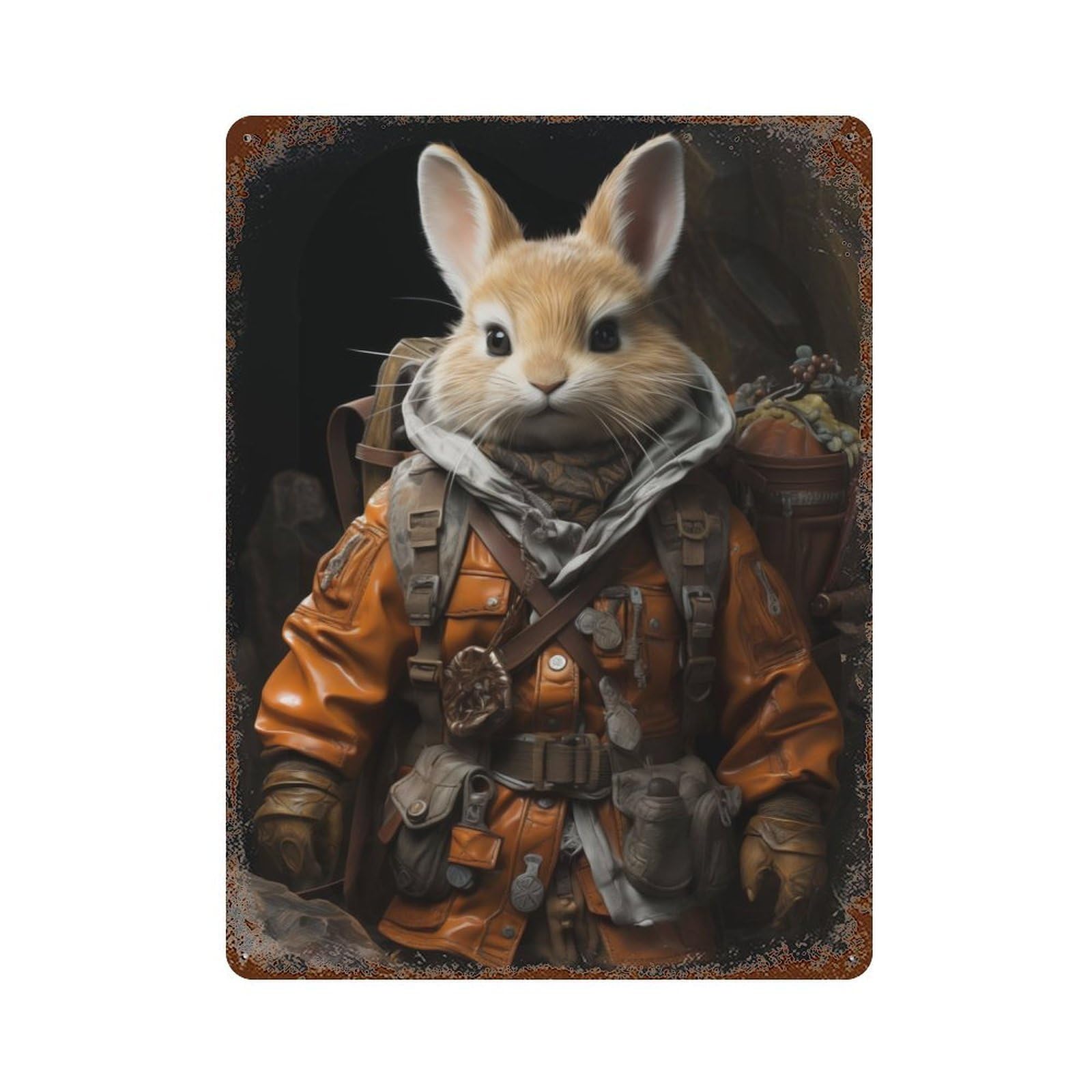 Garage Style Explorer Bunny Vintage Rust Metal Sign 15.7"x11.8", Vintage Wall Decor for Bar And Workshop