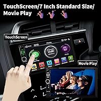Vista 5 de Radio estéreo de coche doble DIN compatible con Apple Carplay y Android Auto, pantalla táctil HD de 7 pulgadas con control de voz, Mirror Link