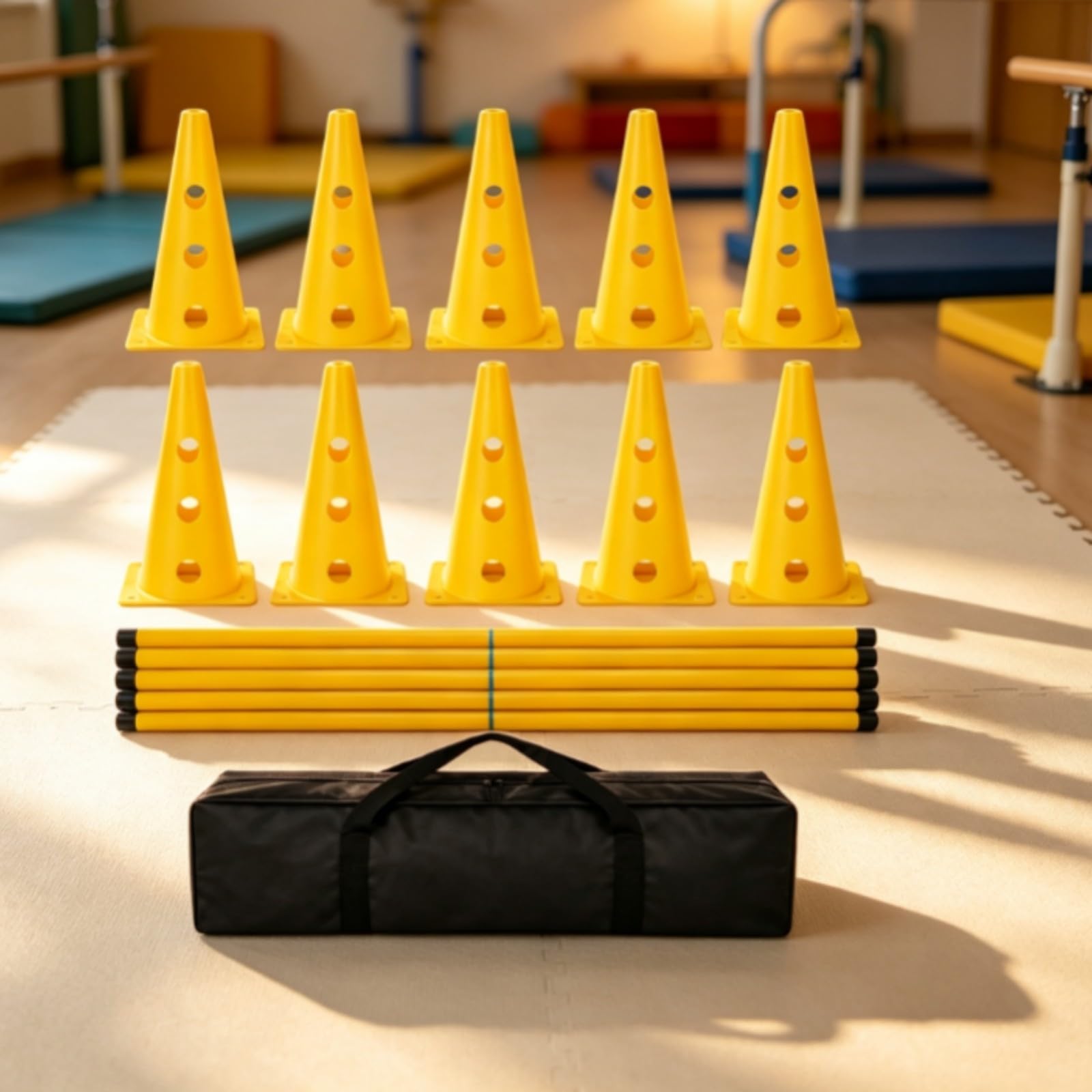 LOVIVER Stabil Hürdenset mit Pylonen | Höhenverstellbar, Agility-Set mit Tragetasche, tragbar, Steckhürdenset, für Hundetraining, Hundeplatz, Garten,