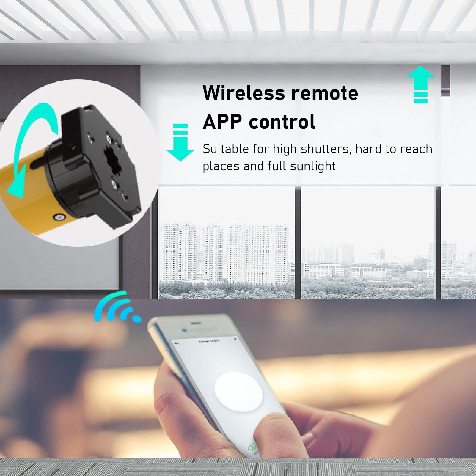 Motore Intelligente per Tende a Rullo, Motore Tubolare per Tende a Rullo elettriche con Timer, Controllo vocale e App, Alimentato a Batteria al Litio per l'automazione Domestica,