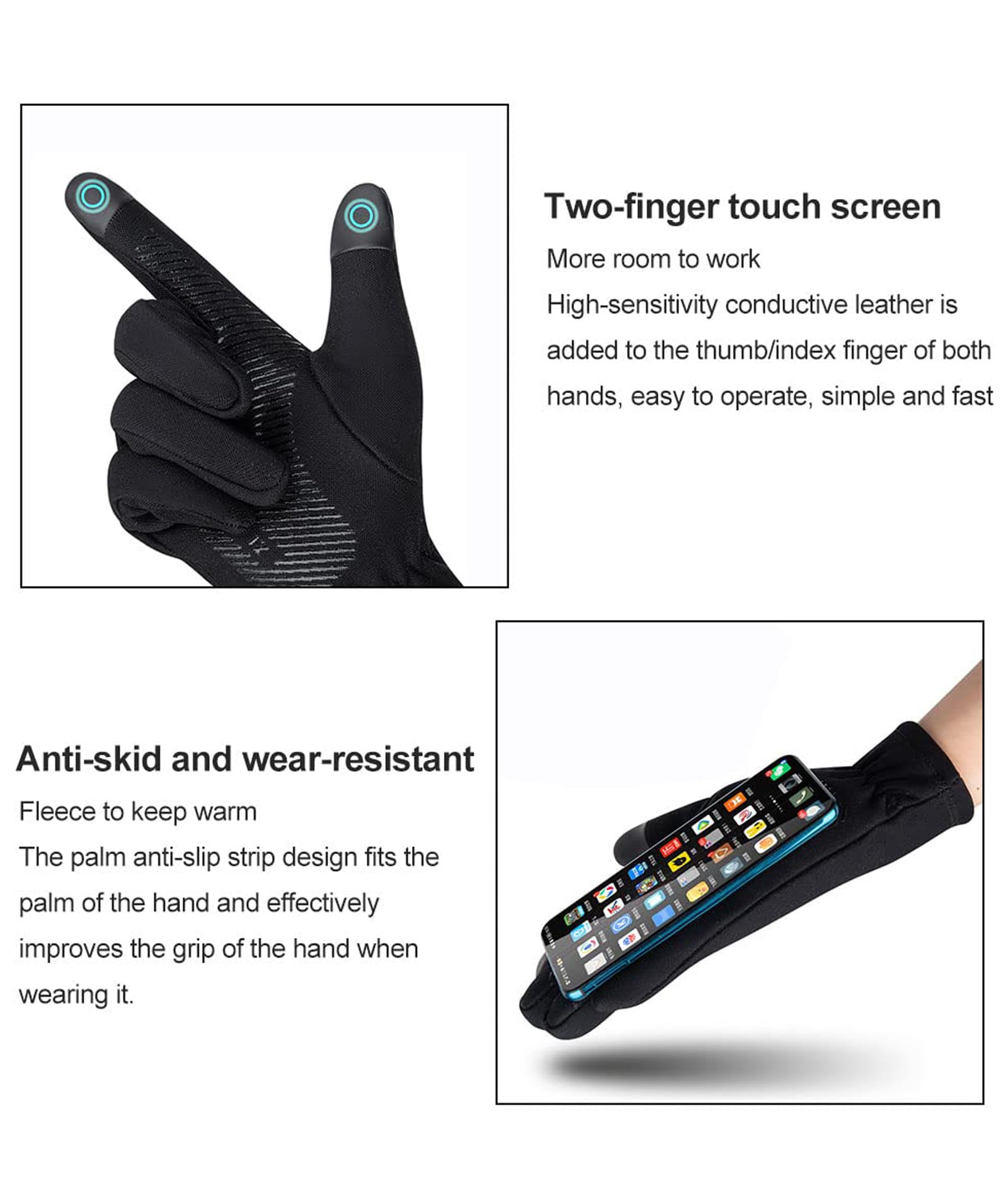 2PCS Black Sun Protection Gloves - Women's Riding Gloves for Bike, UV Protection Summer Cooling 2