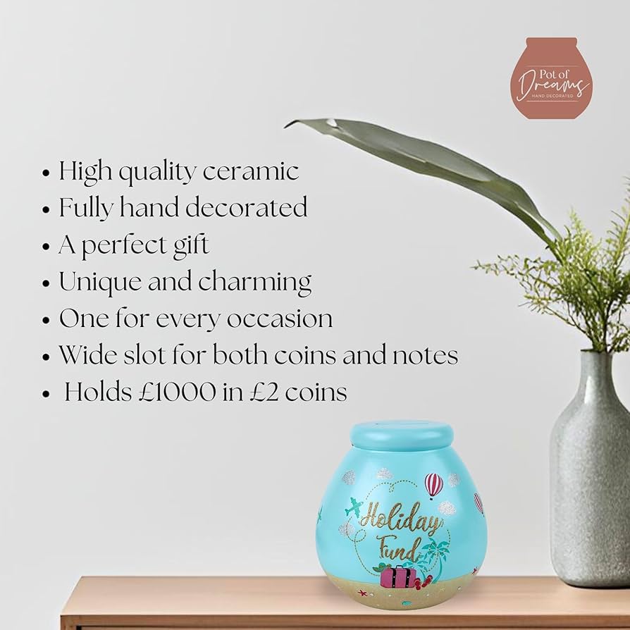 Out Of The Blue Wooden Money Box, Travel Cash, Approx. 15 X 15 X 5 Cm