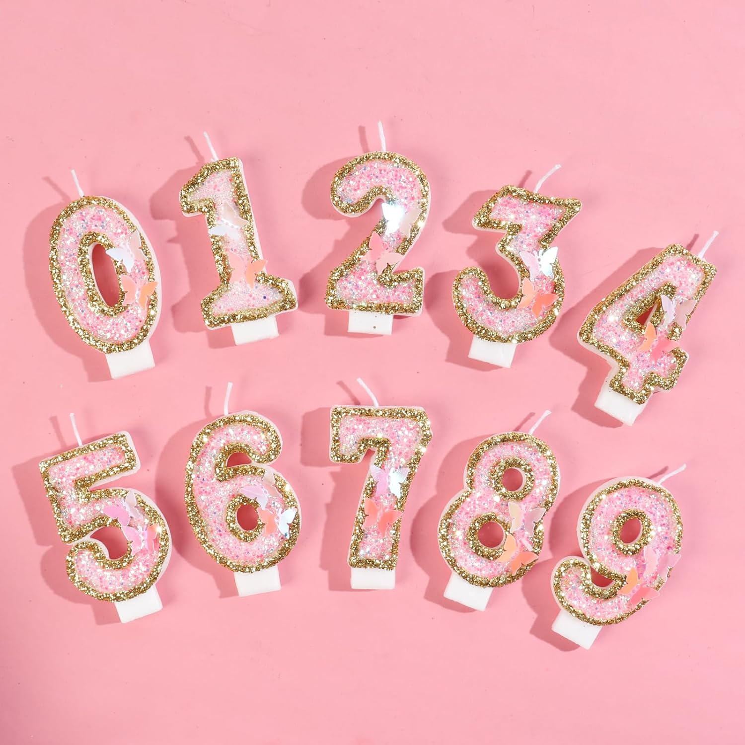 Birthday Candle,Butterfly 15th Birthday Party Decorations for Women/Girl,Gold Pink Birthday Number 15 Candle,2.75" Large Glitter Birthday Candles Wedding Cake Topper Anniversary Party Decor