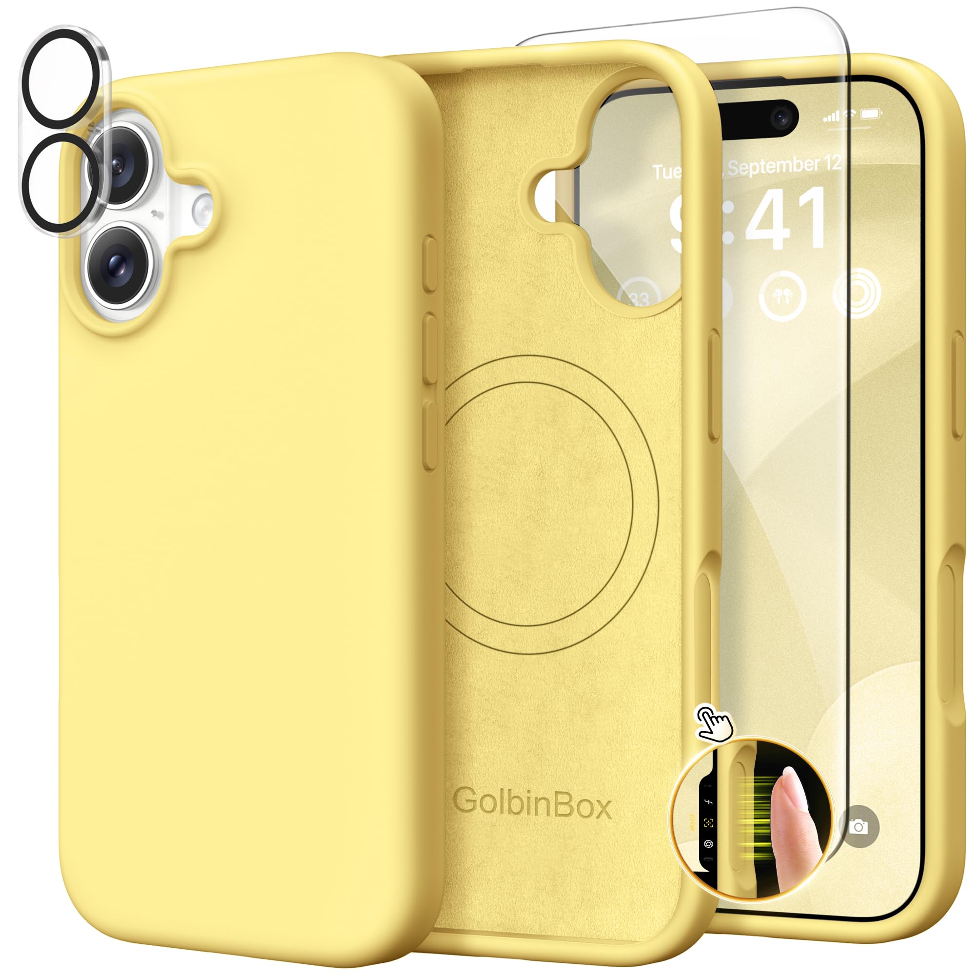 GolbinBox Magnetic for iPhone 17 Case, Silicone Cover, Buttercream Yellow