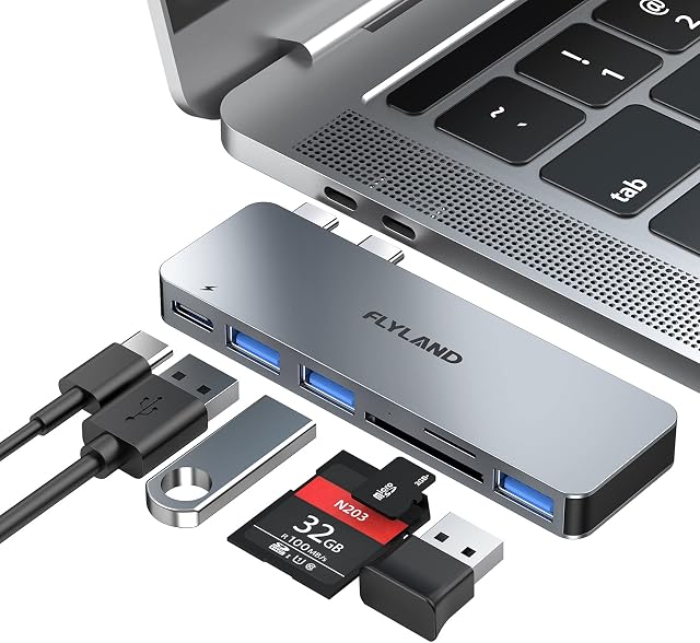 USB C Hub, Type C Hub Adapter, 3 USB 3.0 Ports, TF/SD Card Reader,USB-C Power Delivery, 6 in 1 Aluminum Adapter for MacBook Pro 13and 152016/2017/2018, Macbook Air 13 2018 (Grey)